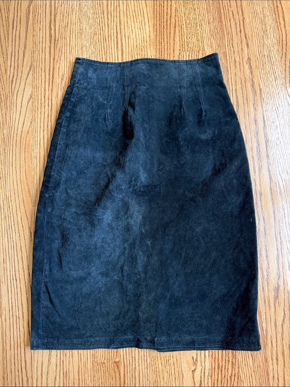 Vintage black suede leather pencil skirt size 4